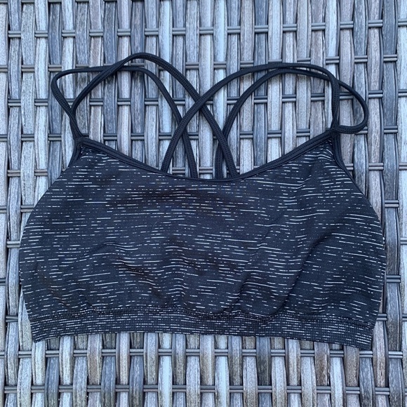 Fabletics Black And Gray Heathered Strappy Sports Bra - Picture 1 of 13